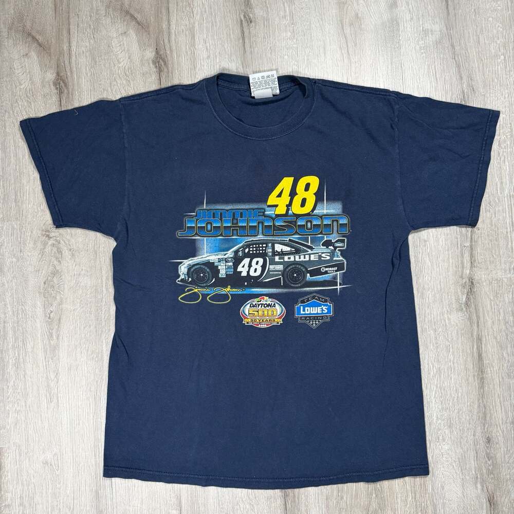 Mens Vintage 2008 Jimmie Johnson Winner's Circle Daytona 500 50th NASCAR T-Shirt